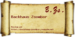 Backhaus Zsombor névjegykártya